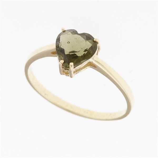 Anello Oro con moldavite - cuore 3292