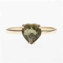 Anello Oro con moldavite - cuore 3292