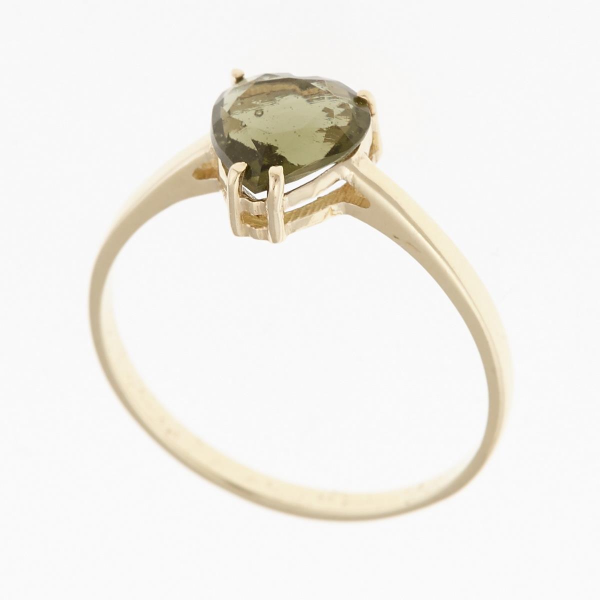 Gold ring with moldavite - heart 3292