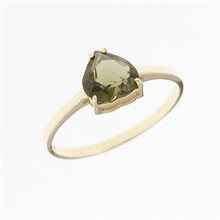 Anello Oro con moldavite - cuore 3292