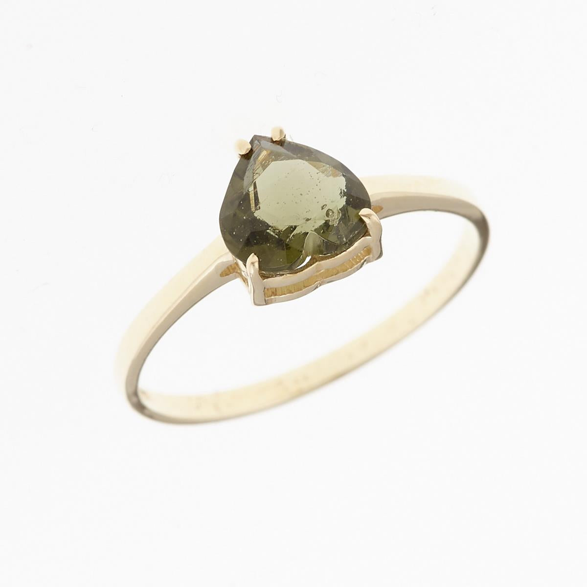 Gold ring with moldavite - heart 3292