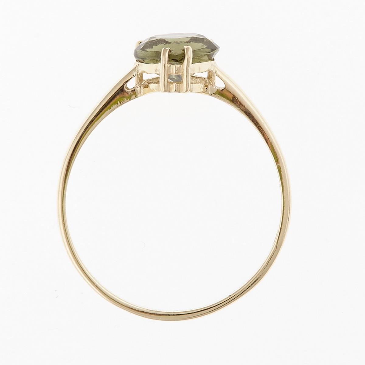 Gold ring with moldavite - heart 3292