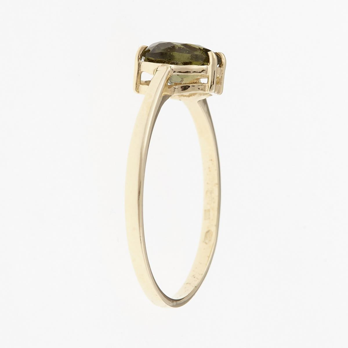Gold ring with moldavite - heart 3292