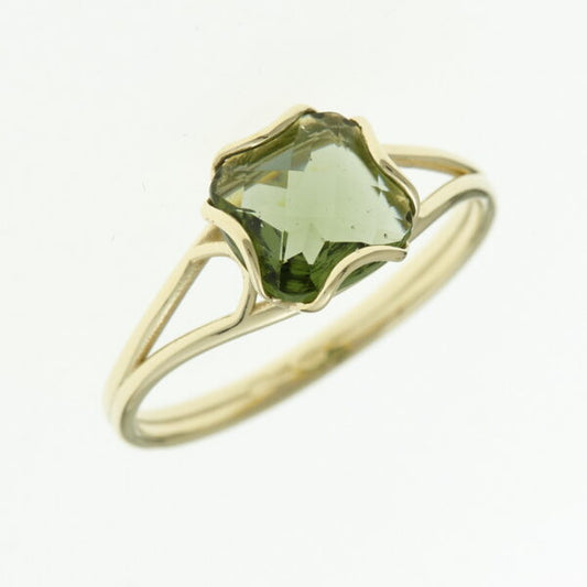 Anello d'oro con moldavite 3527