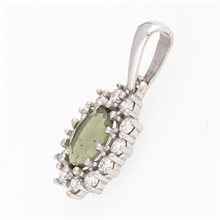 Gold pendant with moldavite and diamonds 1075WG
