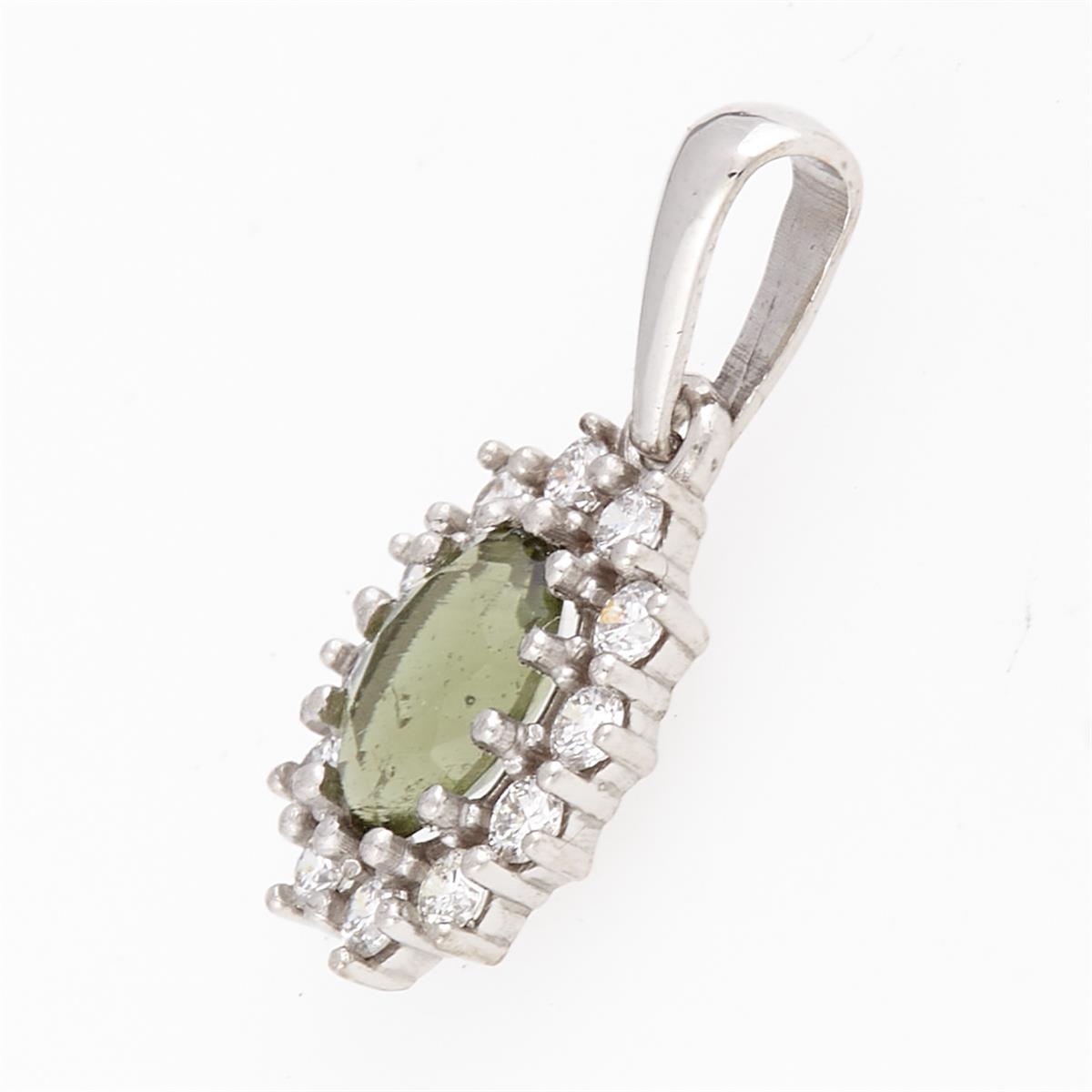 Gold pendant with moldavite and diamonds 1075WG