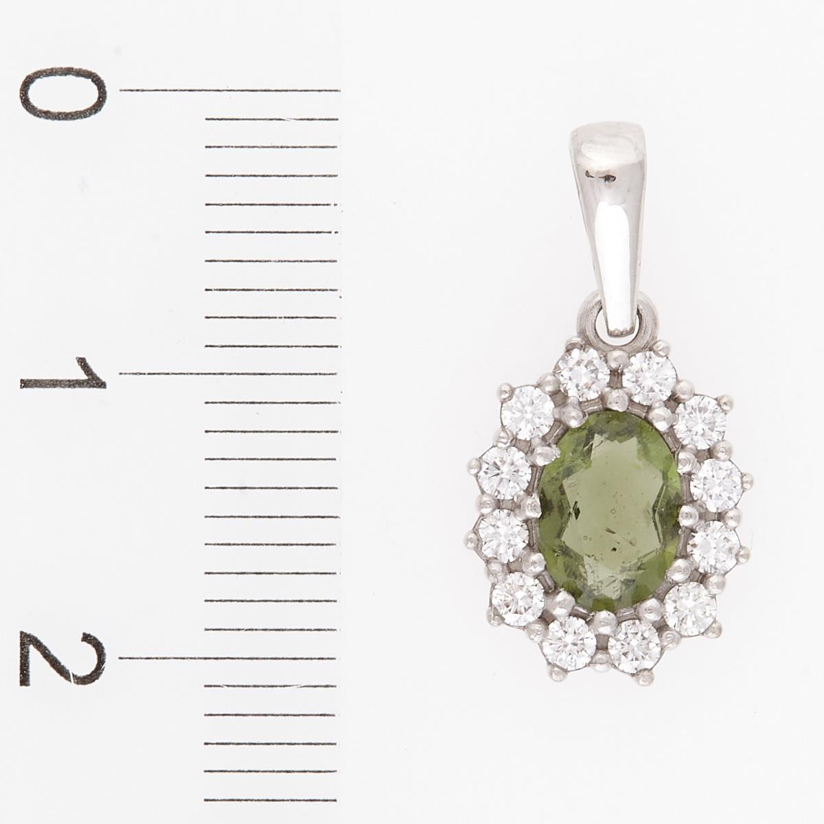 Gold pendant with moldavite and diamonds 1075WG