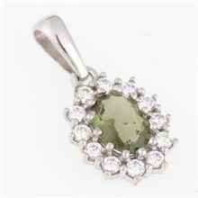Gold pendant with moldavite and diamonds 1075WG