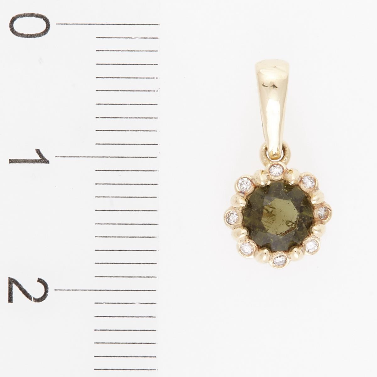 Gold pendant with moldavite and diamonds AUVD1125