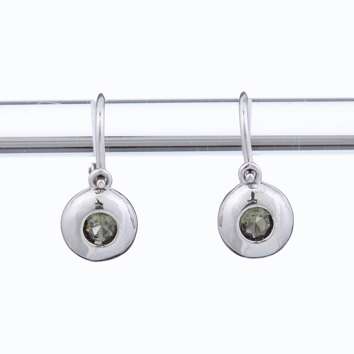 Golden children's earrings with moldavites