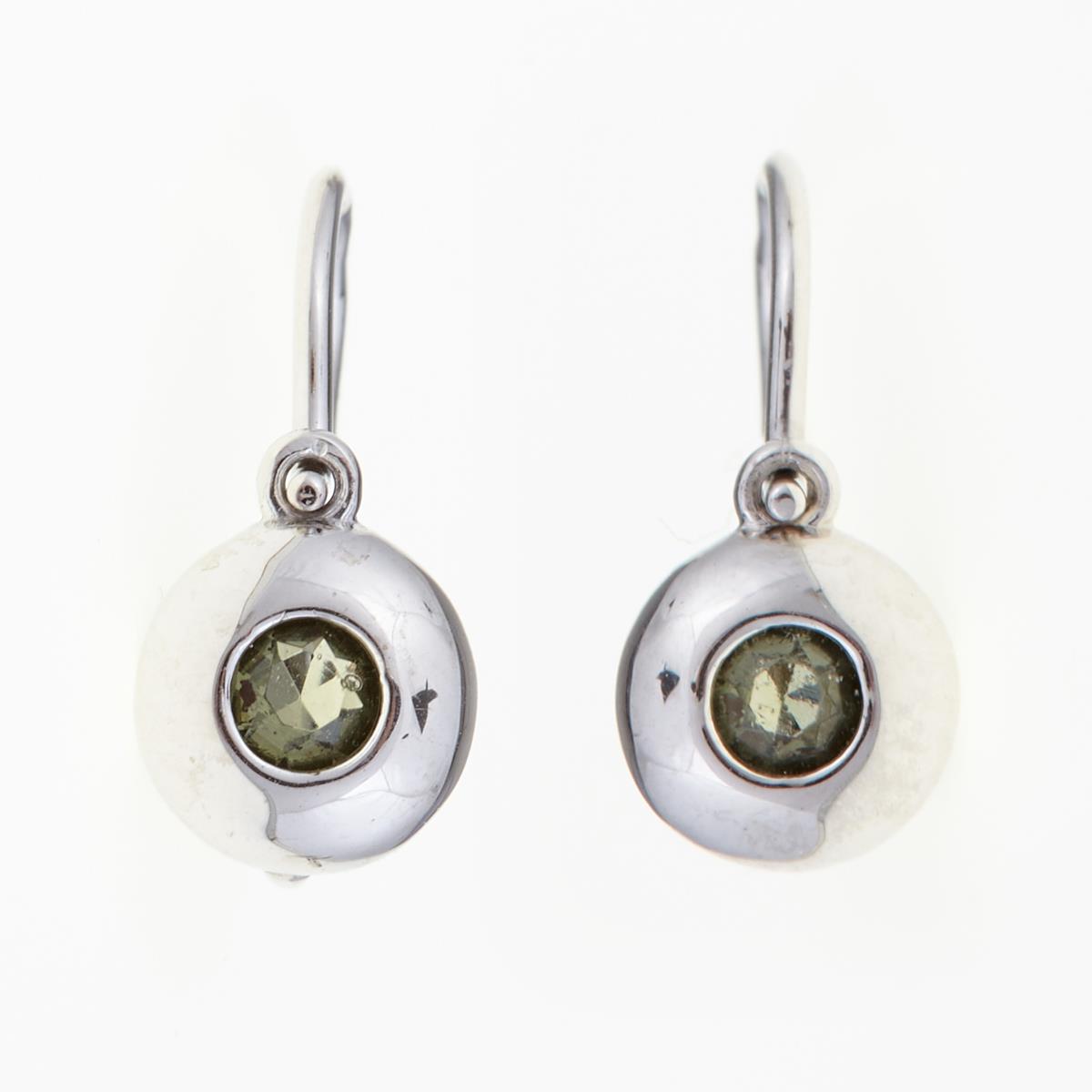 Golden children's earrings with moldavites
