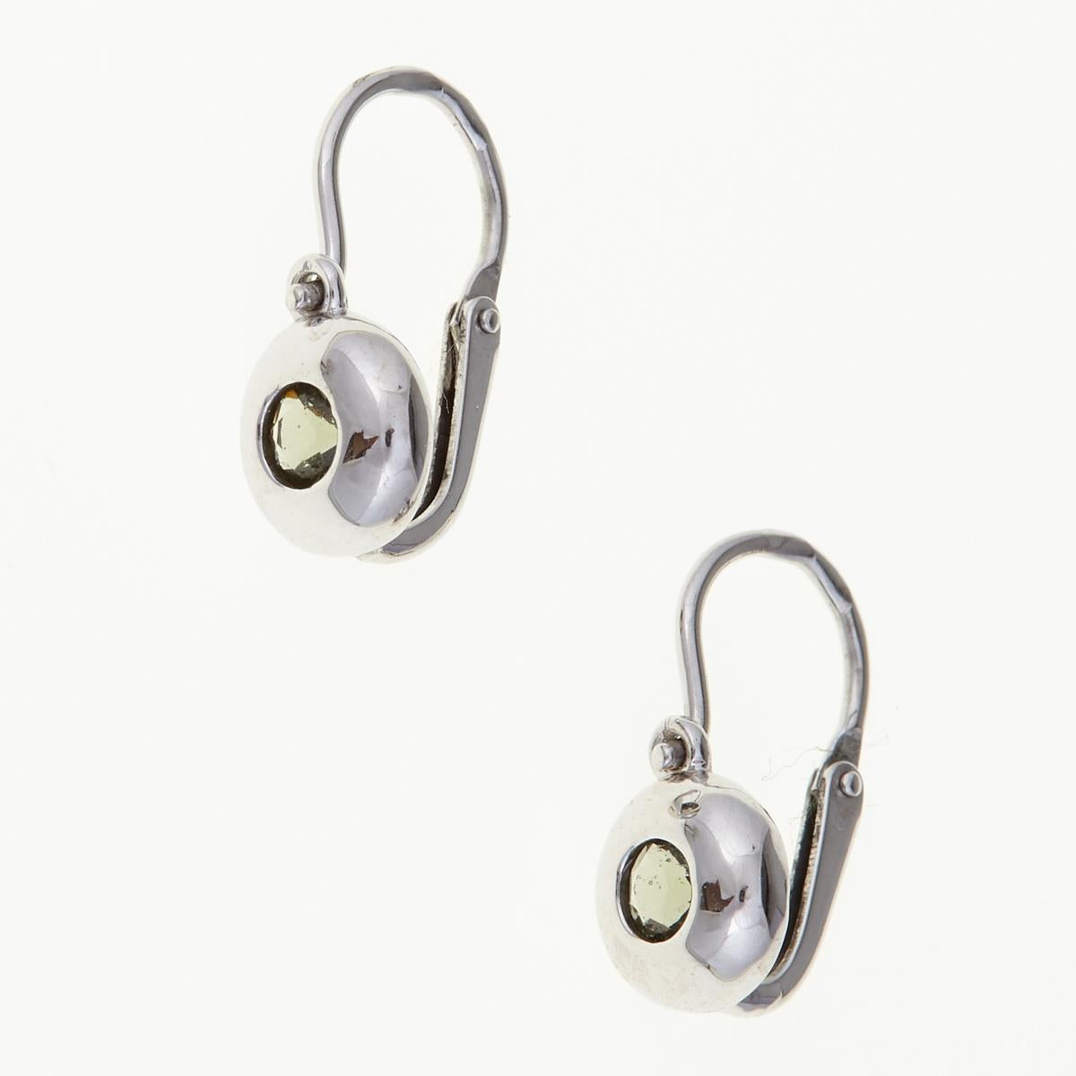 Golden children's earrings with moldavites