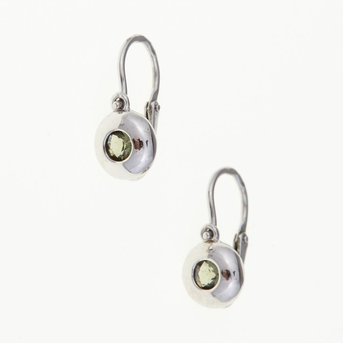 Golden children's earrings with moldavites