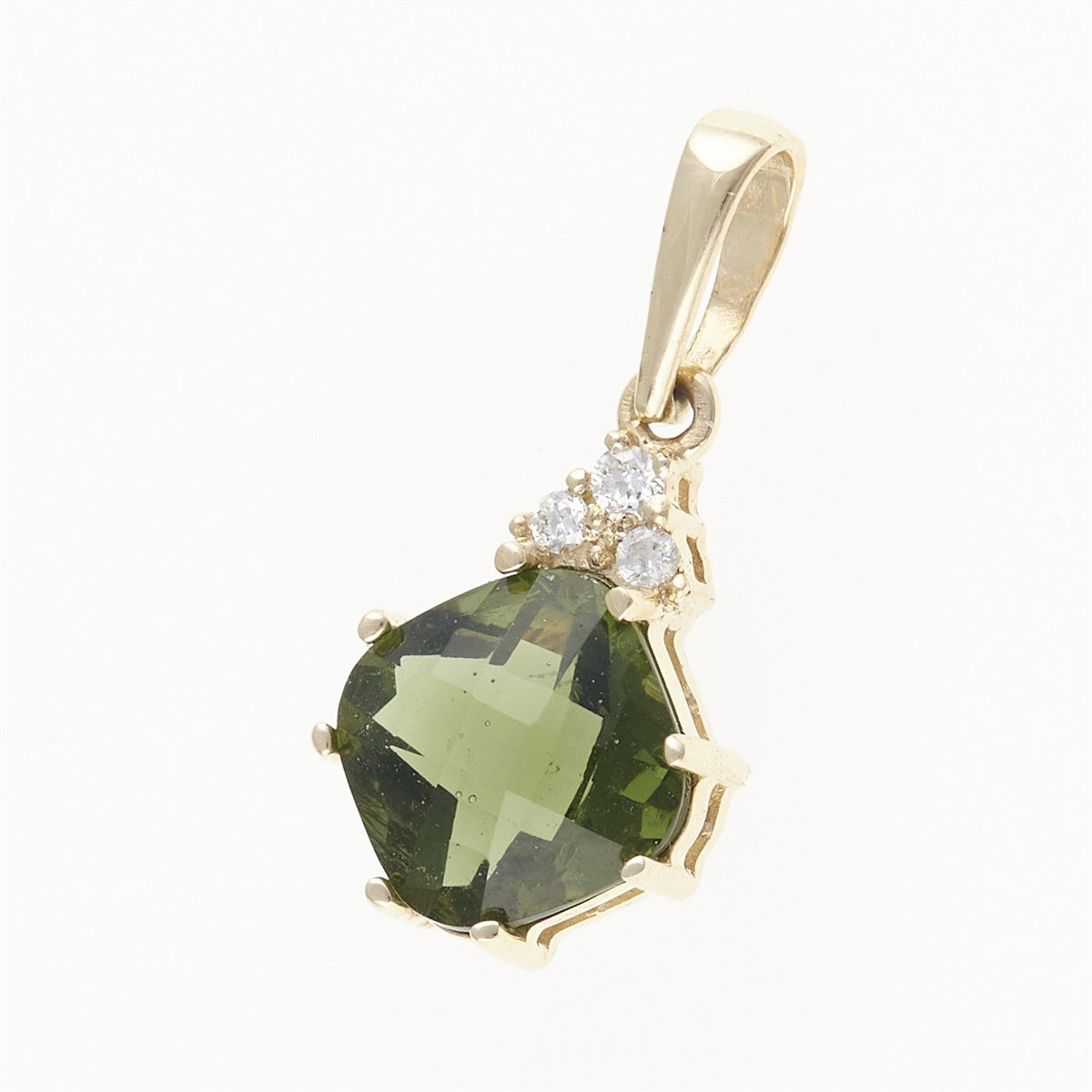 Gold pendant with moldavite and diamonds 1492