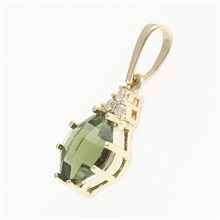 Gold pendant with moldavite and diamonds 1492