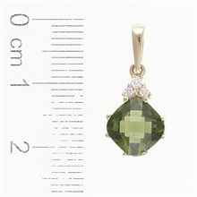 Gold pendant with moldavite and diamonds 1492