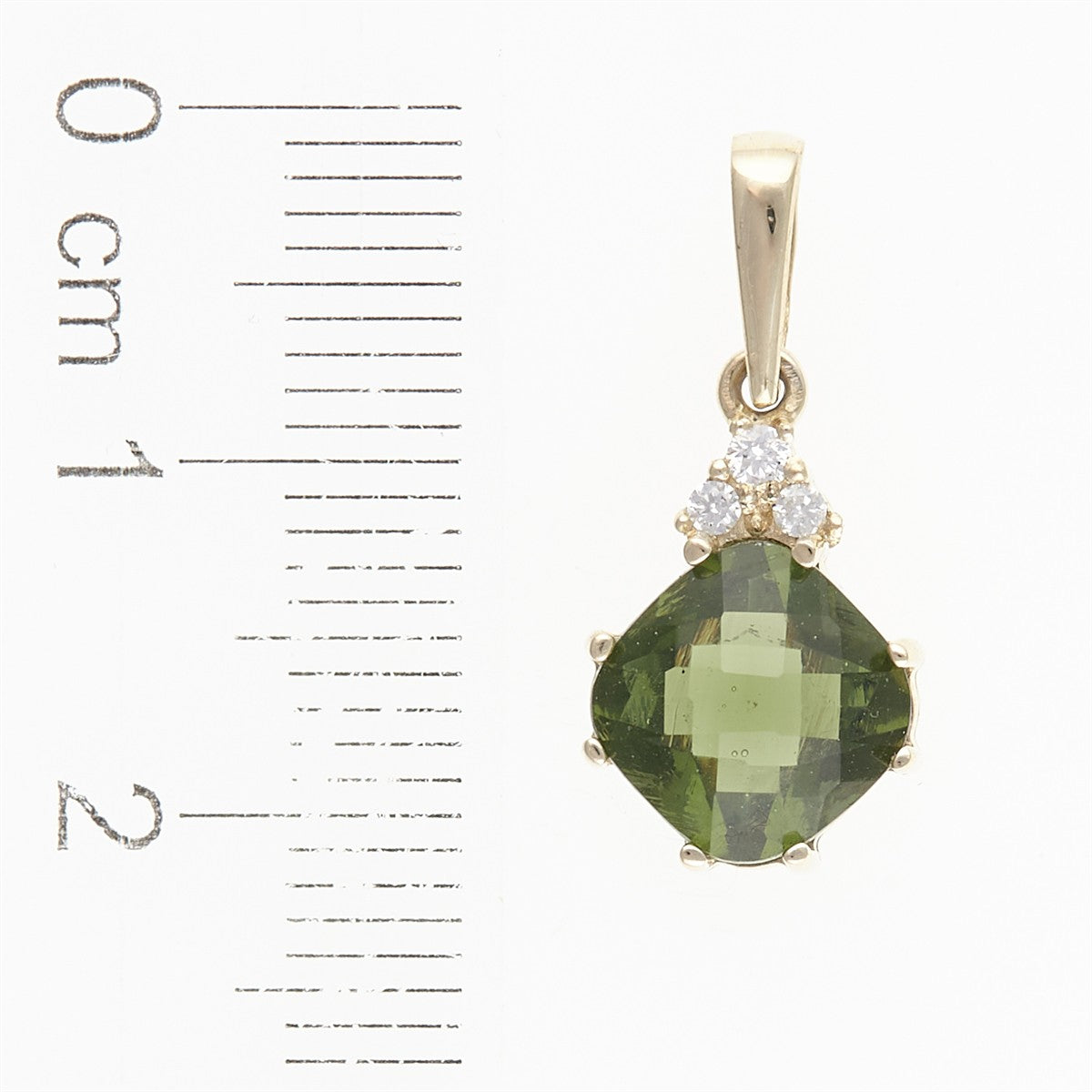 Gold pendant with moldavite and diamonds 1492