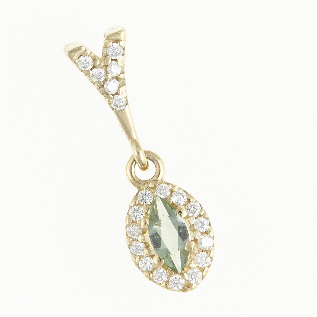 Gold pendant with moldavite and diamonds AUVD1519