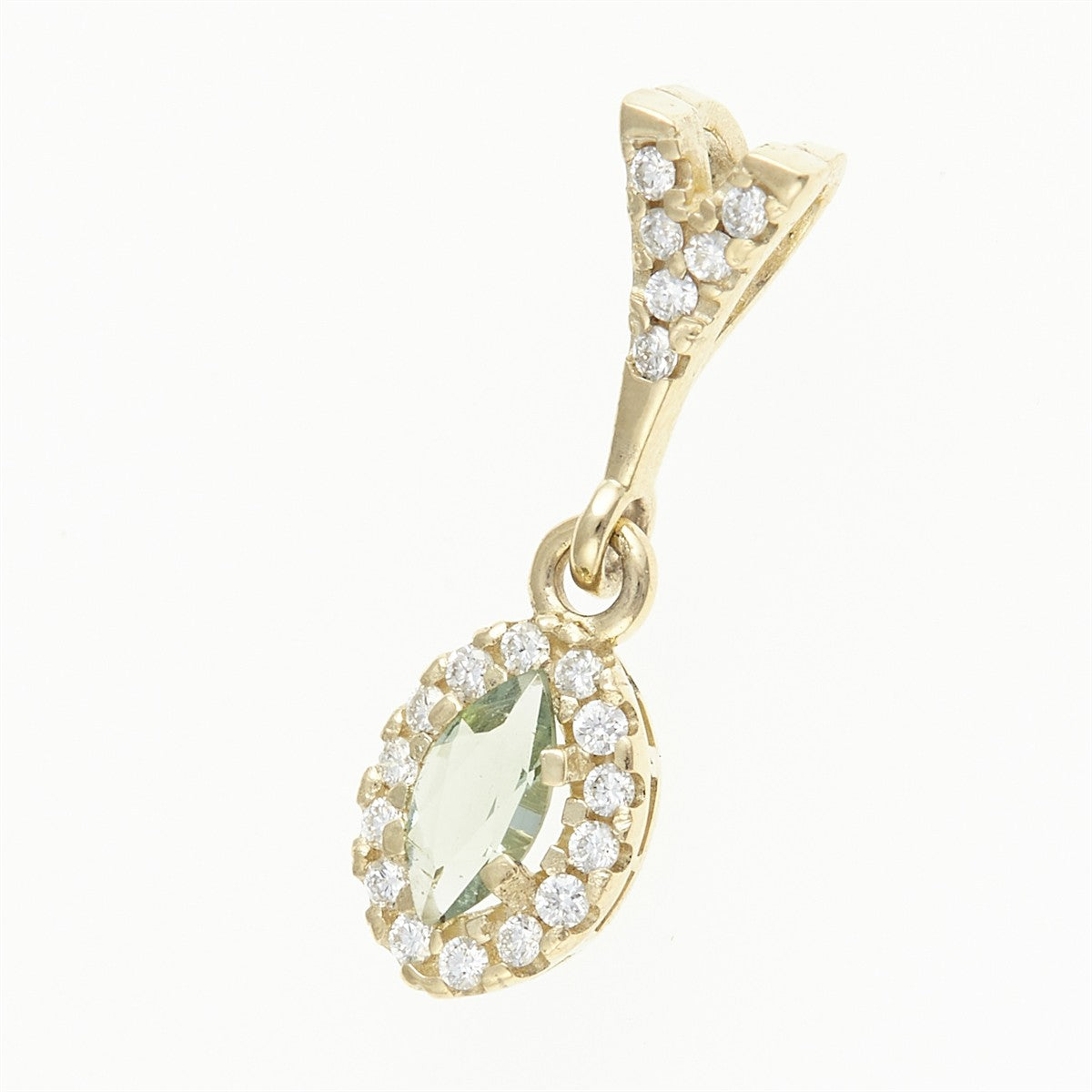 Gold pendant with moldavite and diamonds AUVD1519