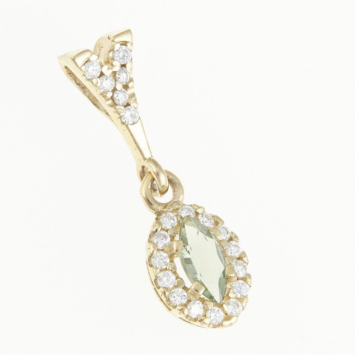 Gold pendant with moldavite and diamonds AUVD1519