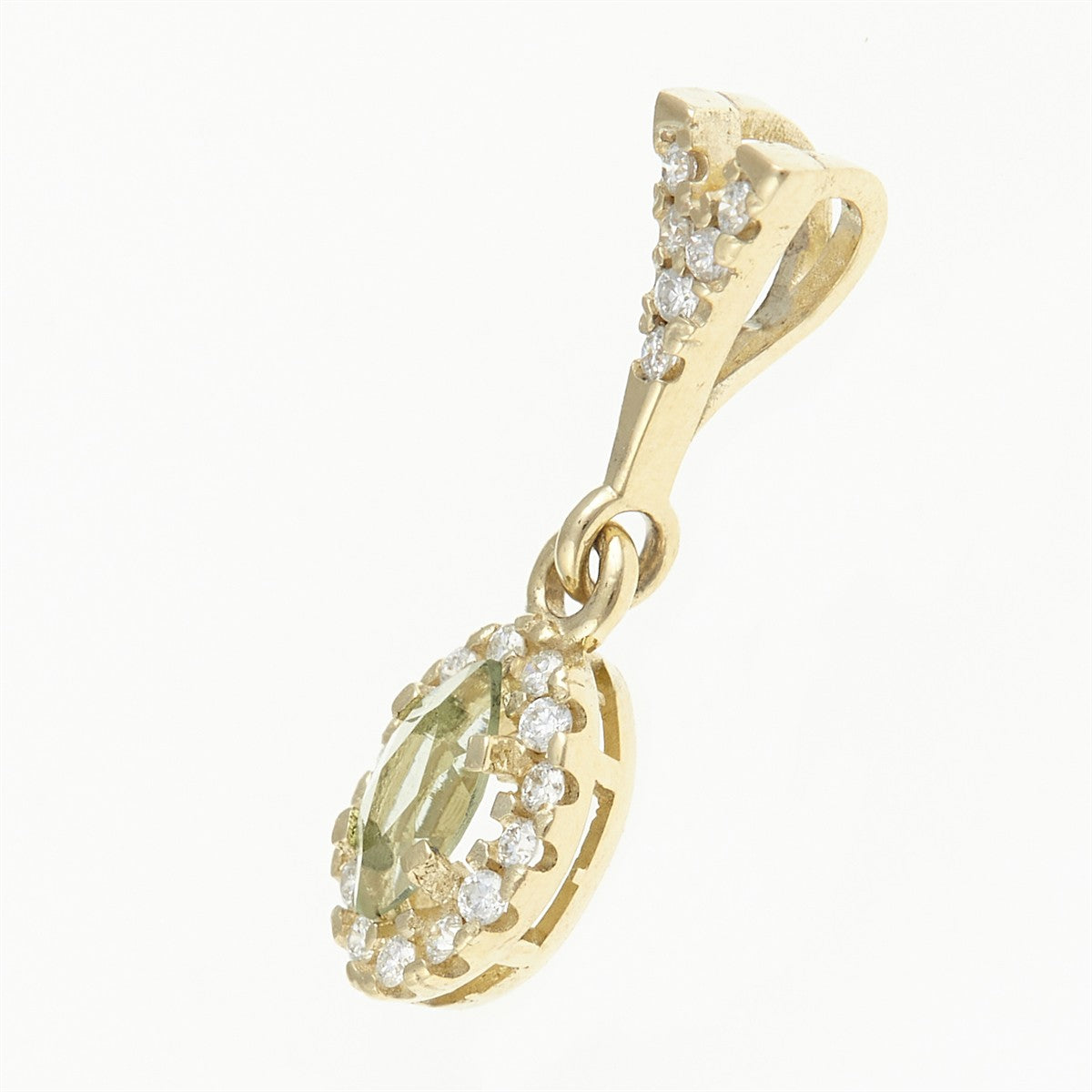 Gold pendant with moldavite and diamonds AUVD1519