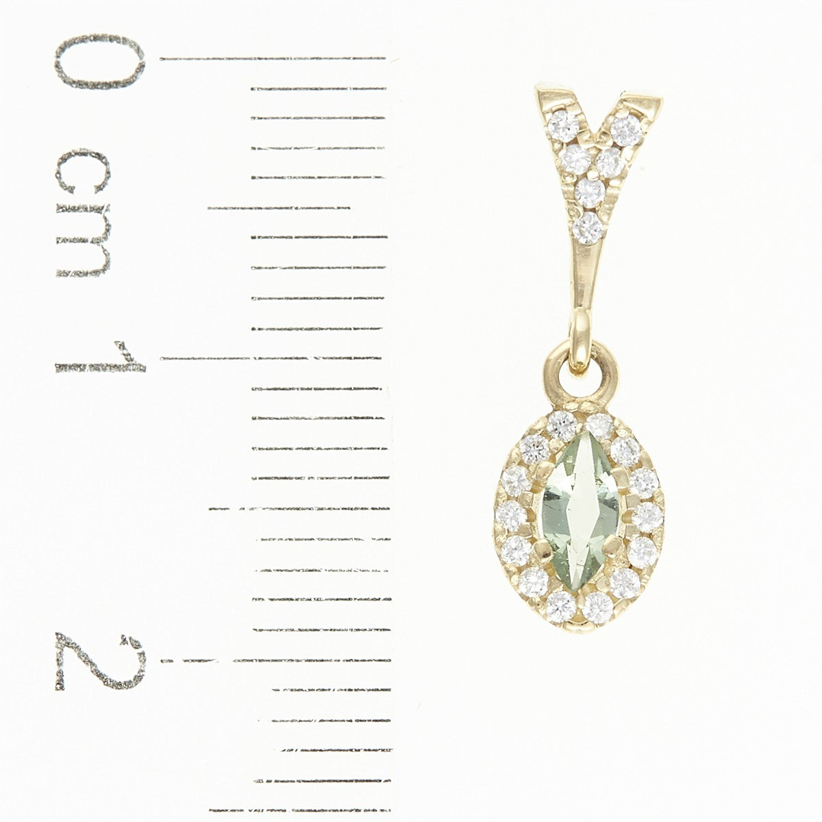 Gold pendant with moldavite and diamonds AUVD1519