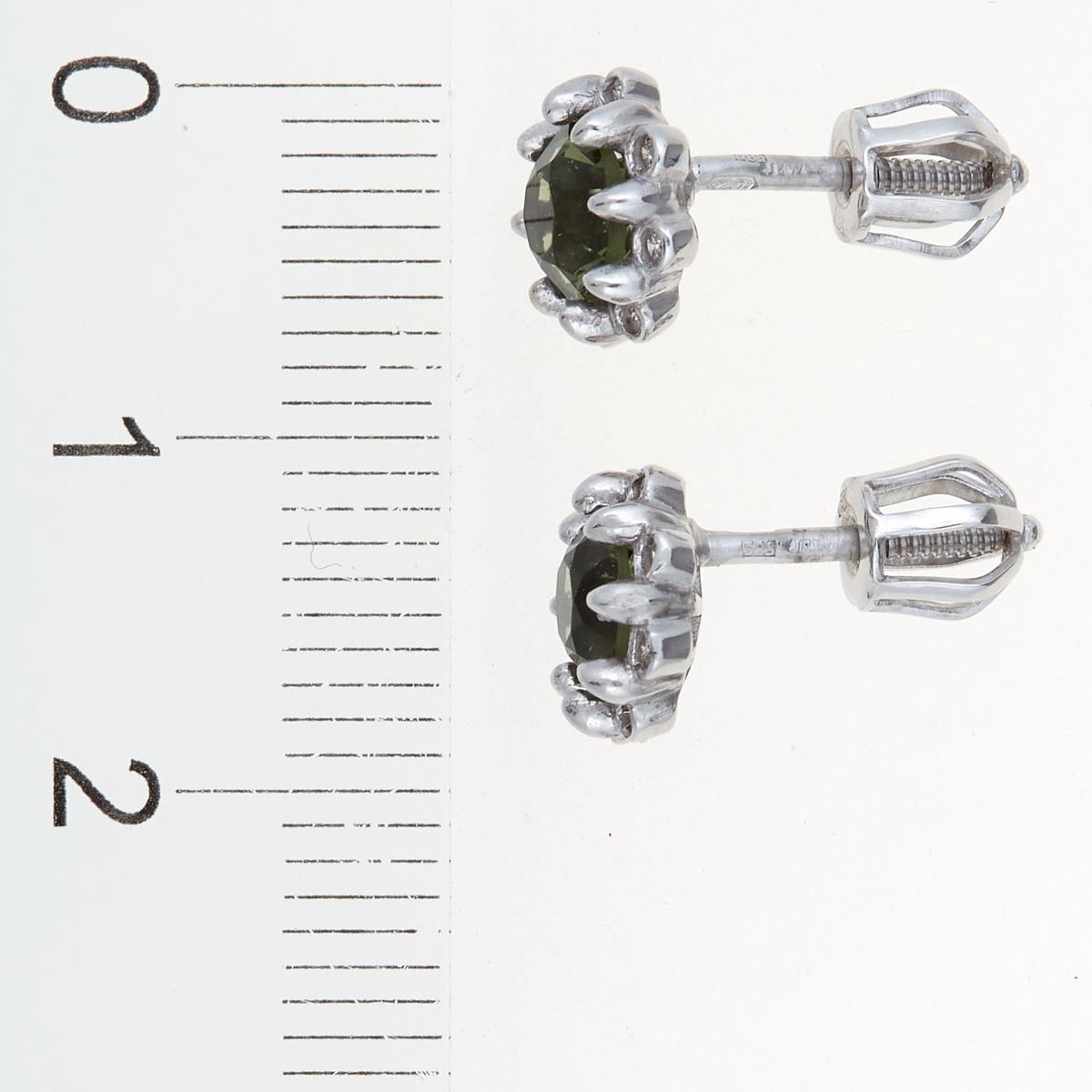 Gold earrings with moldavites and diamonds 2125