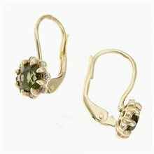 Gold earrings with moldavites and diamonds 2125-4