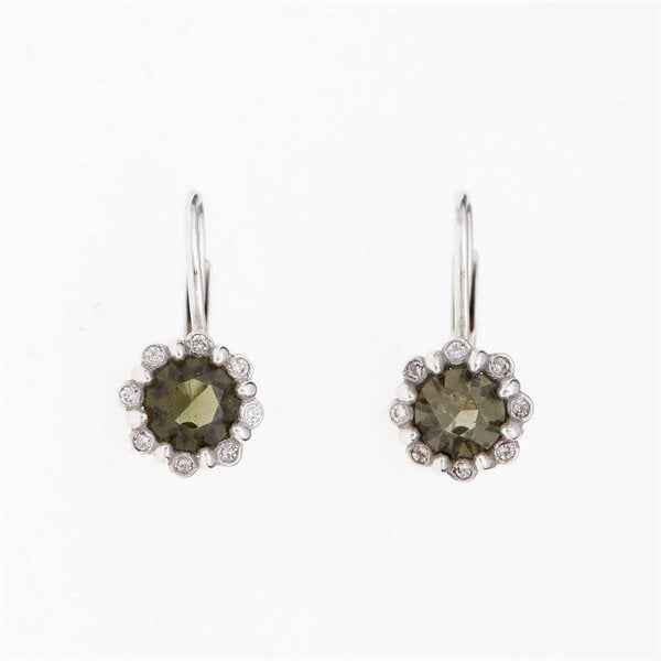 Orecchini Oro con Moldaviti e diamanti 2125-4
