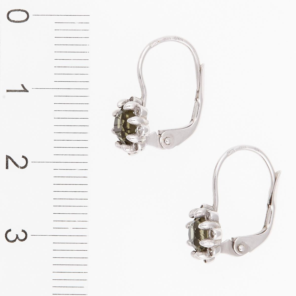 Gold earrings with moldavites and diamonds 2125-4