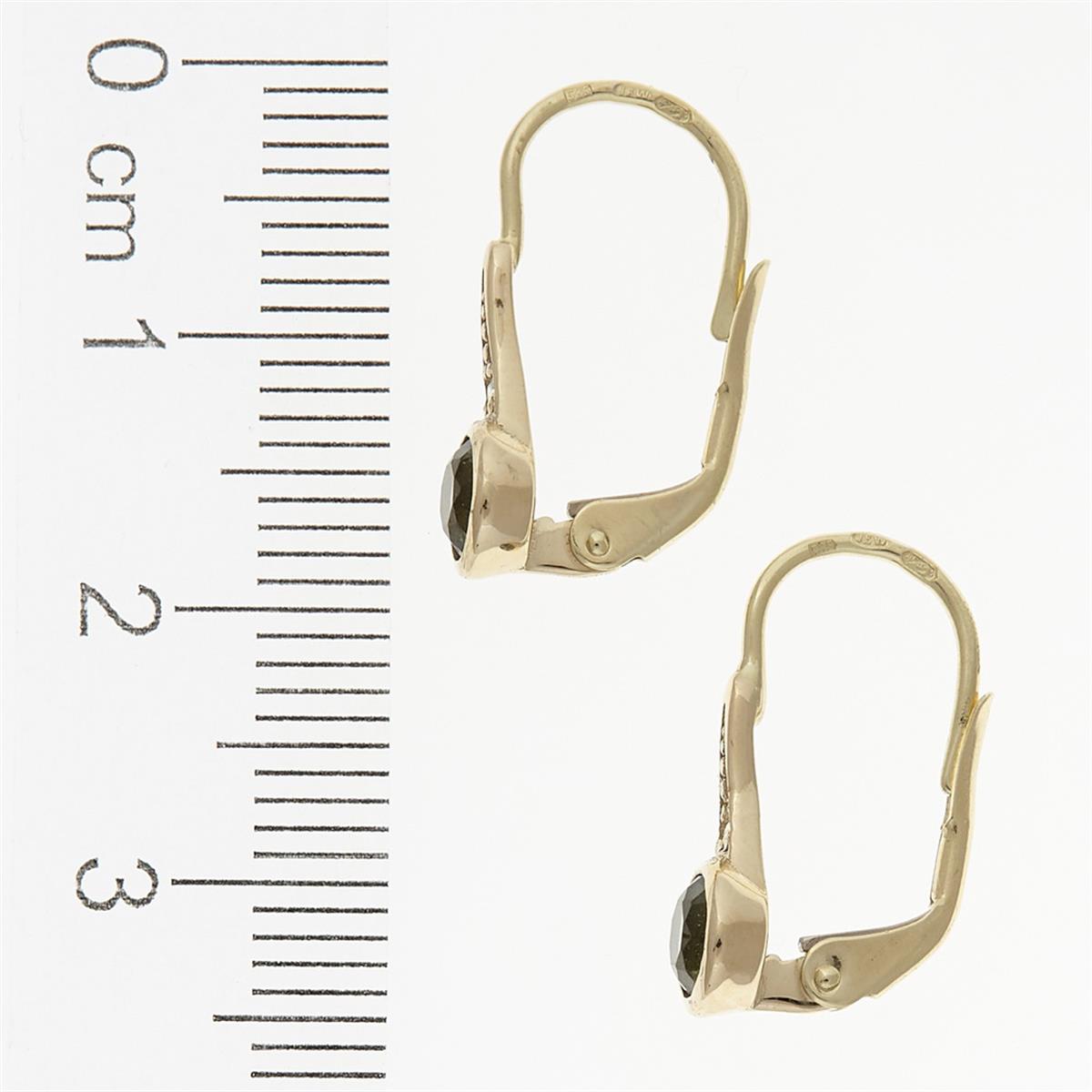 Gold earrings with moldavites and diamonds 2144-4