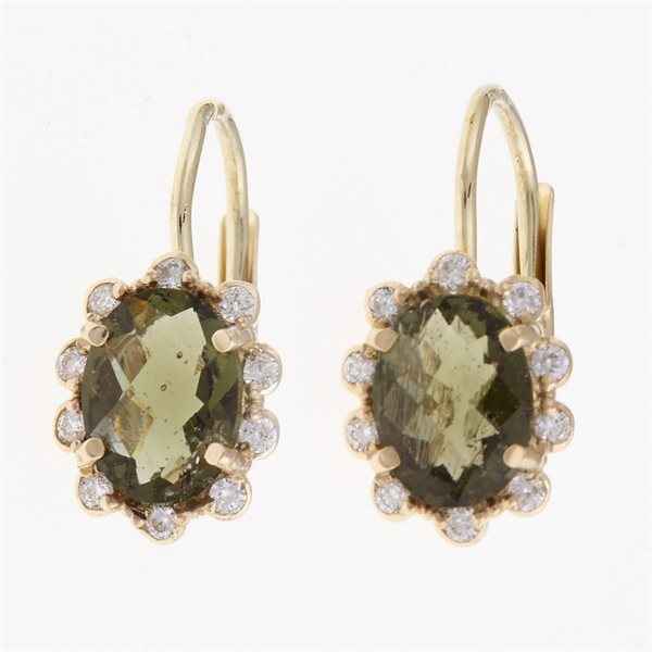 Orecchini Oro con Moldaviti e diamanti 2420-4C