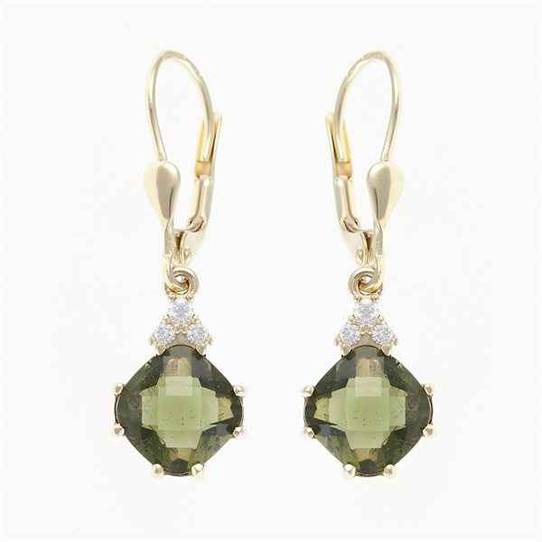 Orecchini Oro con Moldaviti e diamanti 2492-4