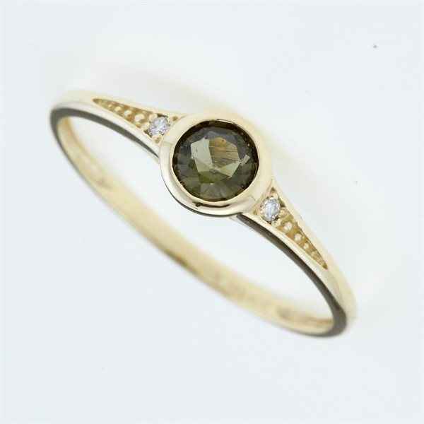 Anello Oro con moldavite e diamanti 3144