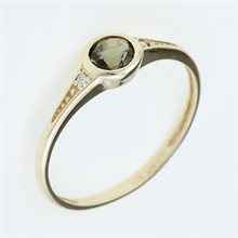 Anello Oro con moldavite e diamanti 3144