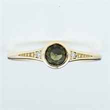 Anello Oro con moldavite e diamanti 3144