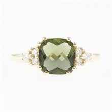 Anello Oro con moldavite e diamanti 3492C