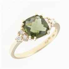 Anello Oro con moldavite e diamanti 3492C