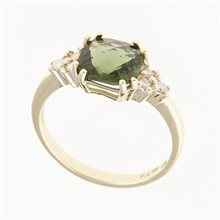 Anello Oro con moldavite e diamanti 3492C