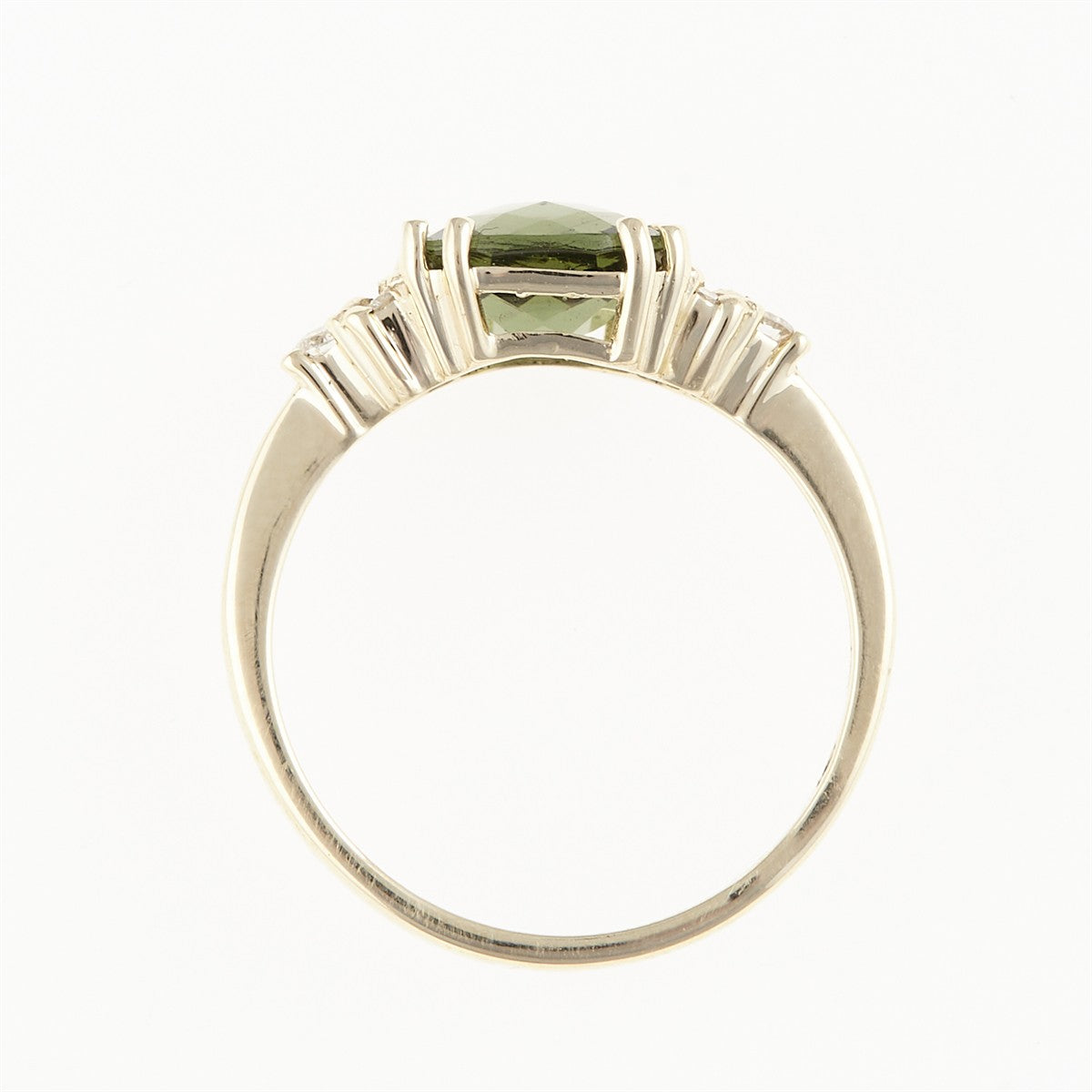 Gold ring with moldavite and diamonds 3492C