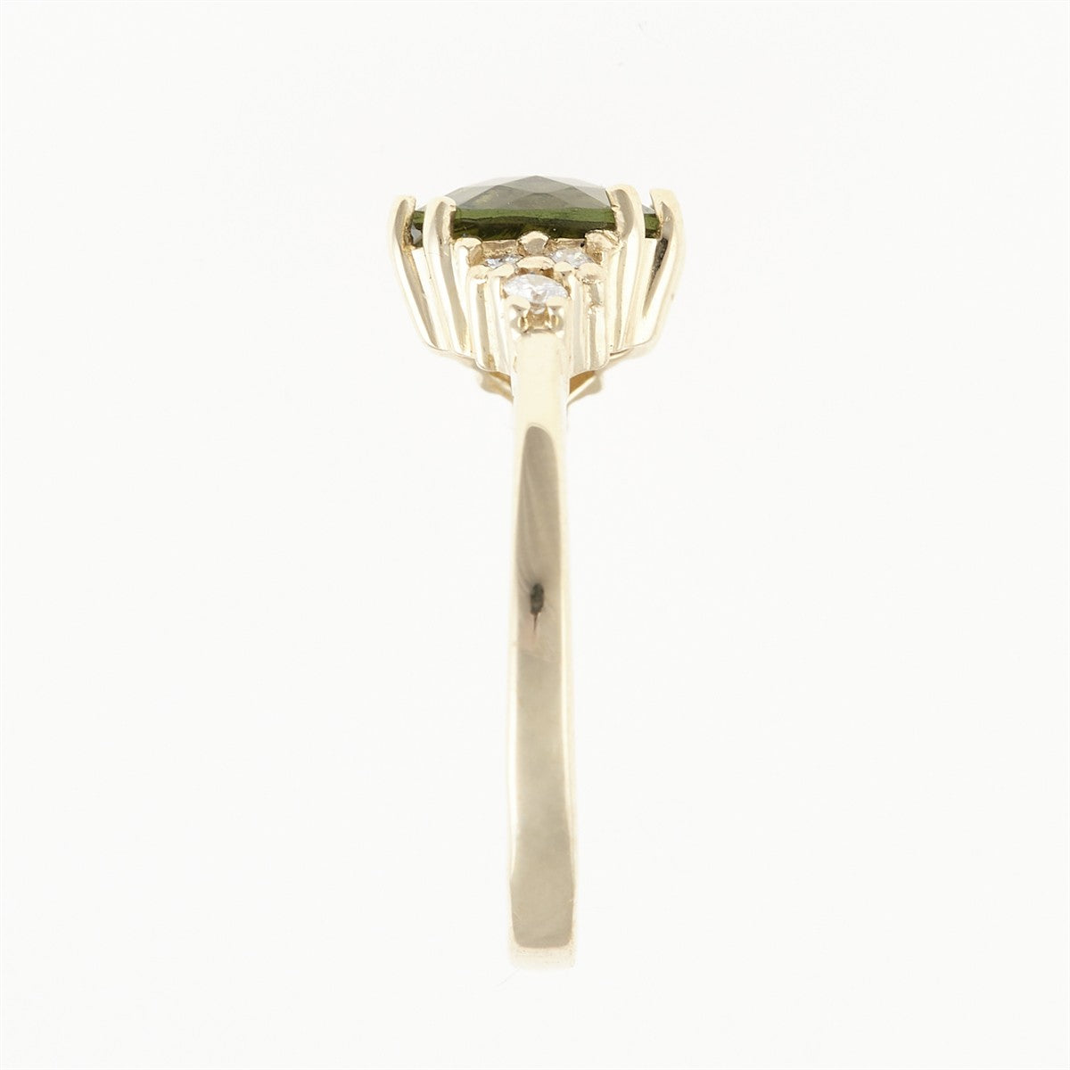Gold ring with moldavite and diamonds 3492C