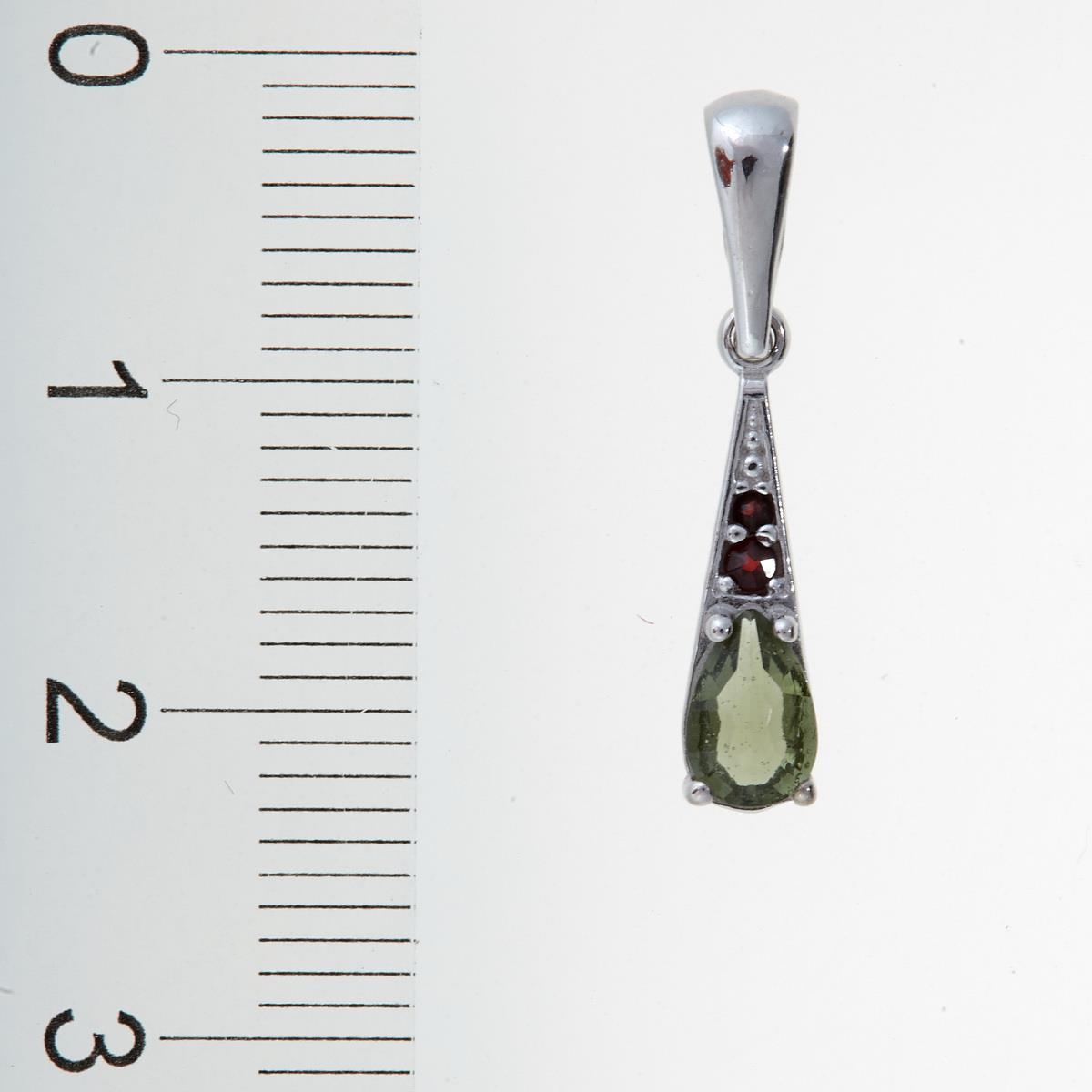 Golden pendant with moldavite and garnets AUVG1002-WG