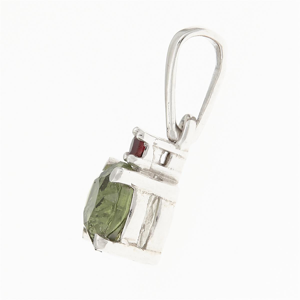 Golden pendant with moldavite and garnet 1085