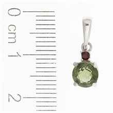 Ciondolo in oro con moldavite e granato 1085