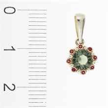 Ciondolo in oro con moldavite e granati AUVG1125