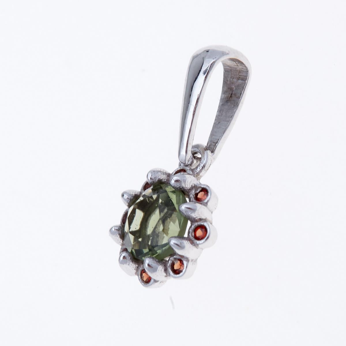 Golden pendant with moldavite and garnets AUVG1125WG