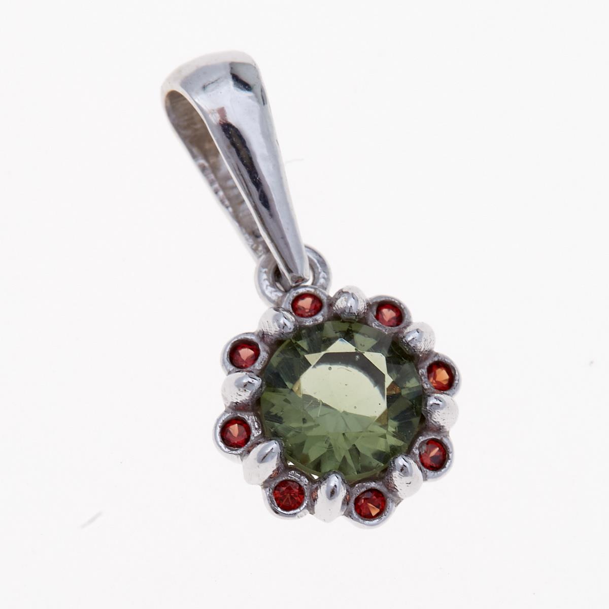 Golden pendant with moldavite and garnets AUVG1125WG