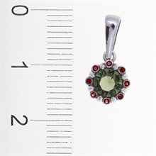 Ciondolo in oro con moldavite e granati AUVG1125WG