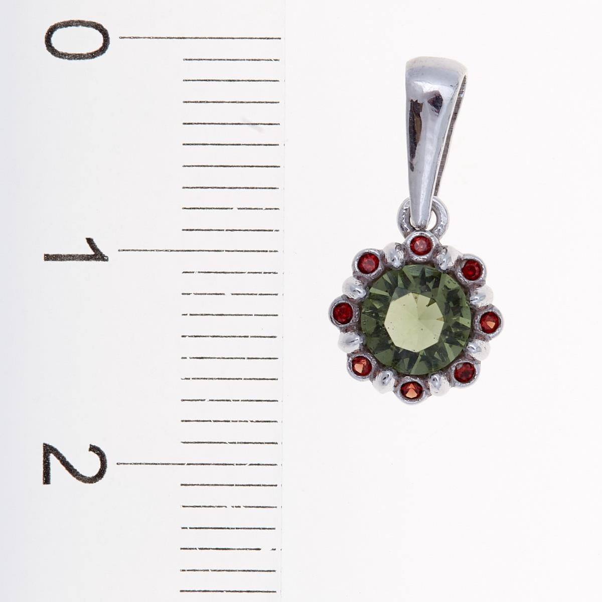 Golden pendant with moldavite and garnets AUVG1125WG