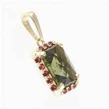 Golden pendant with moldavite and garnets 1472